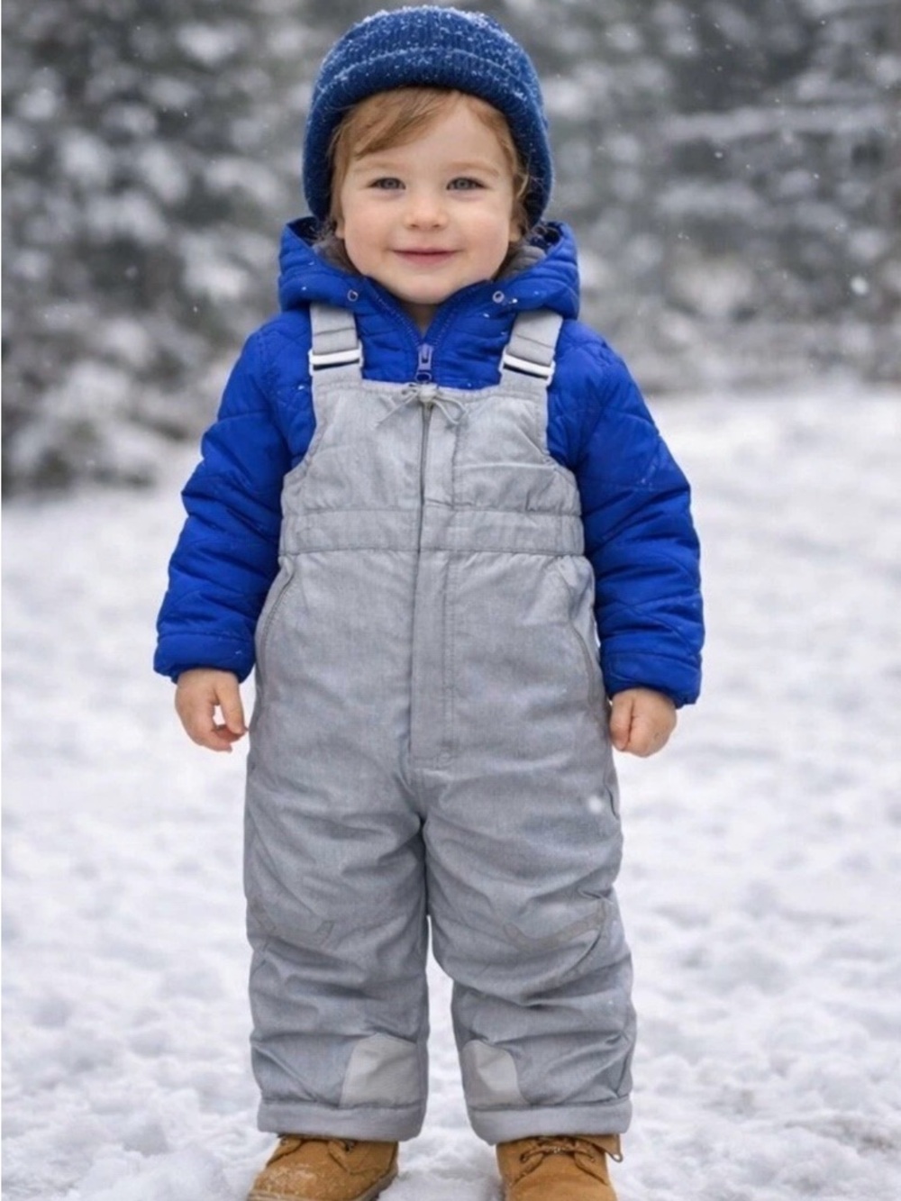 Gerry Toddler Snow Bibs 4T Gray Insulated Ski Snow Pants Adjustable Winter